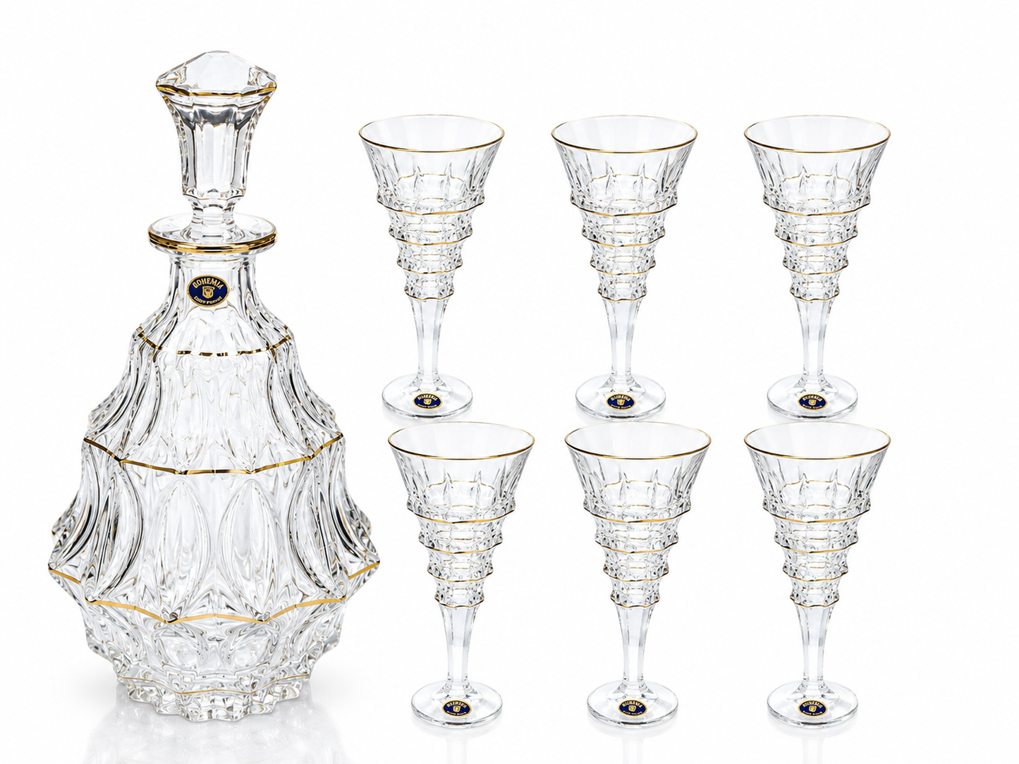 Bohemia Crystal Drink Set 7 Pieces - Gold