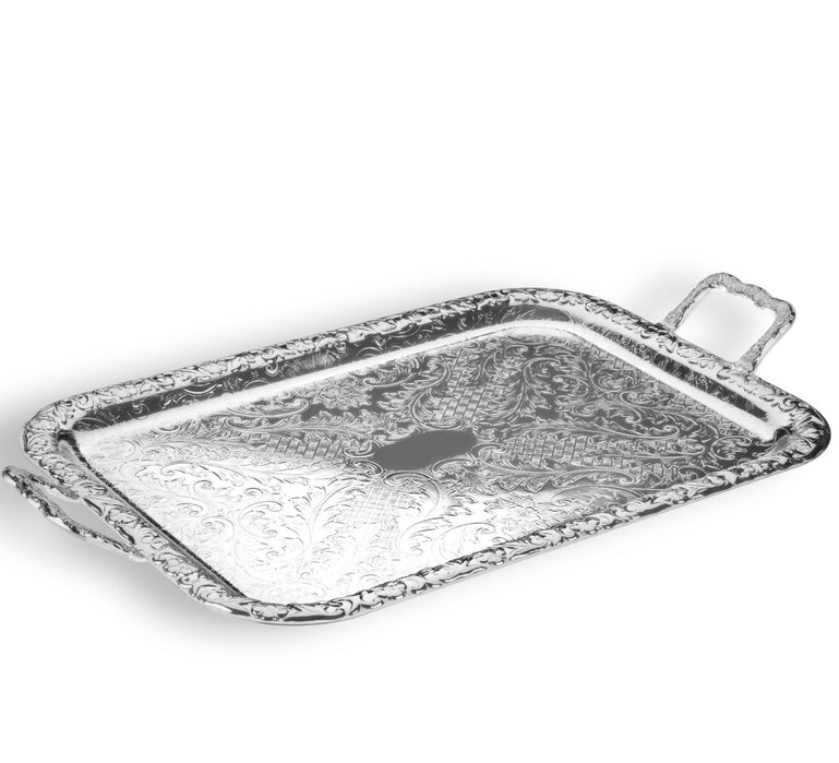 Silver serving 2024 tray with handles