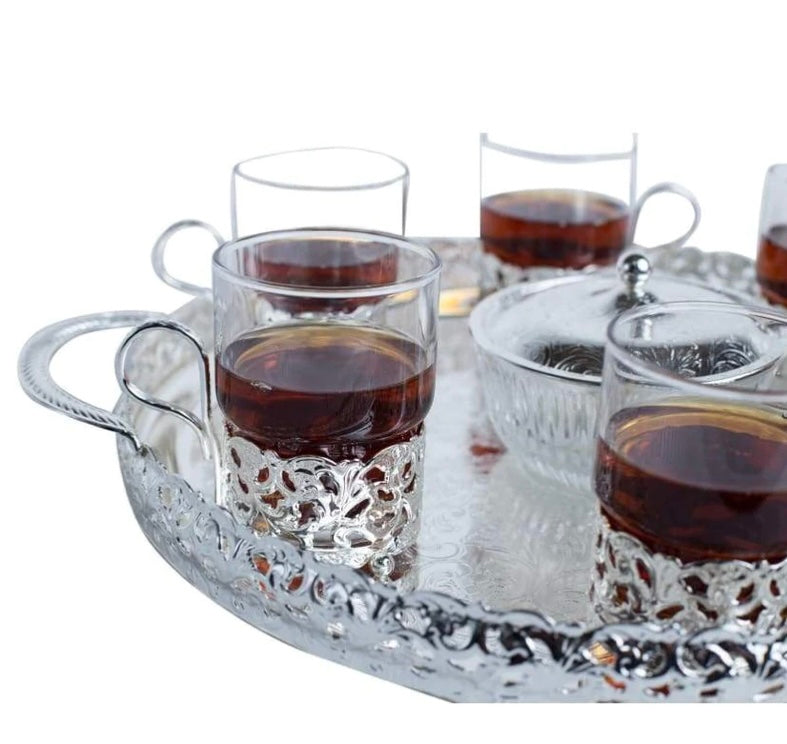 Queen Anne - Silver Plated - Large Round Tea Set With Sugar Dish& Spoon