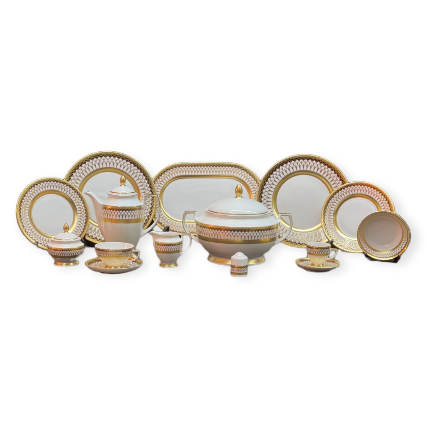 Falkenporzellan - Dinner Set 112 Pcs - Black&Gold