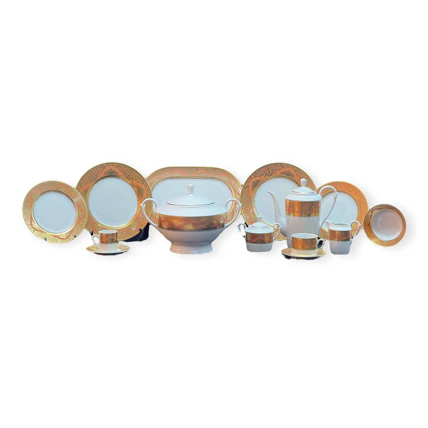 Falkenporzellan - Dinner Set 112 Pcs - Brown&Gold