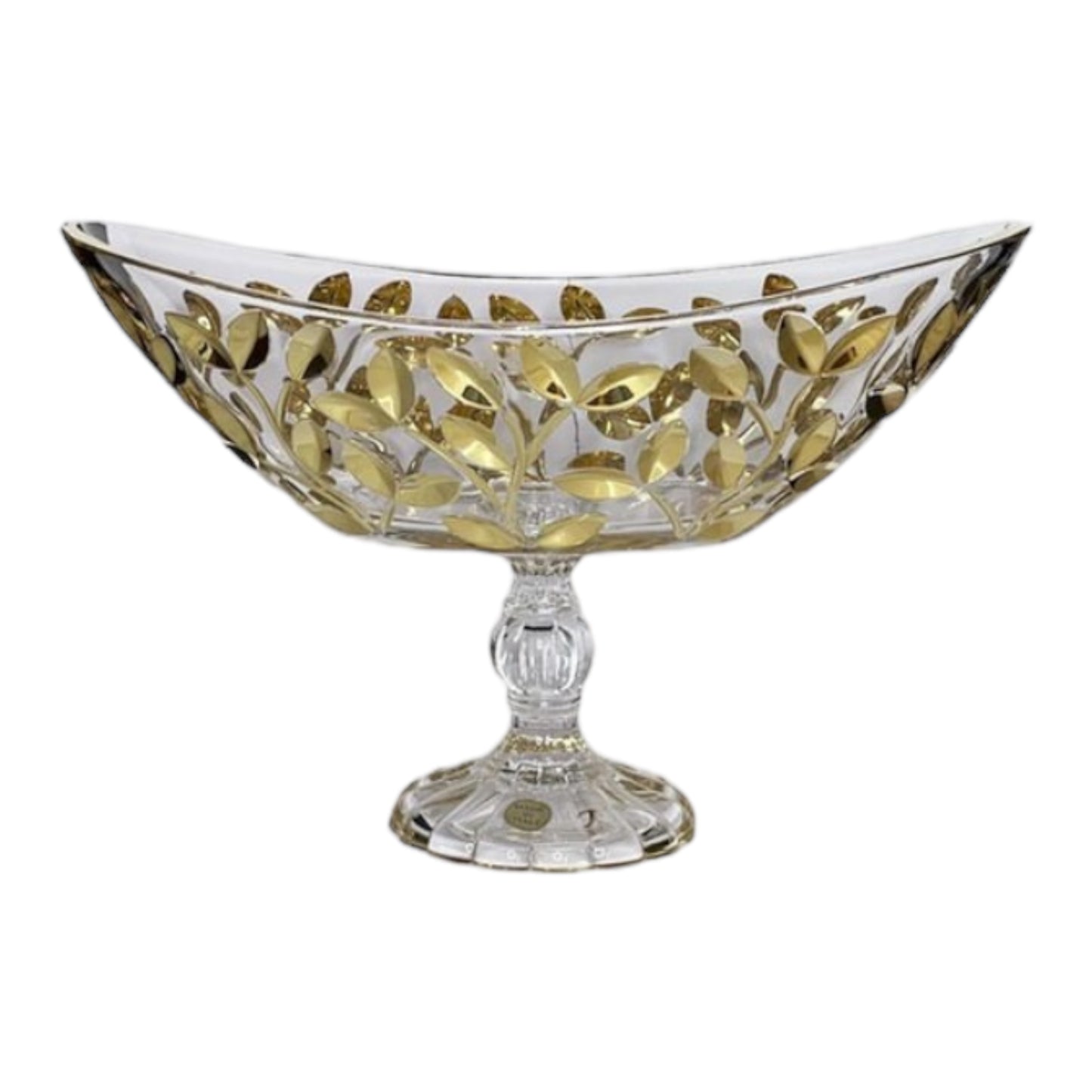 Italian Crystal Plate With Base - Gold - 29x34 cm