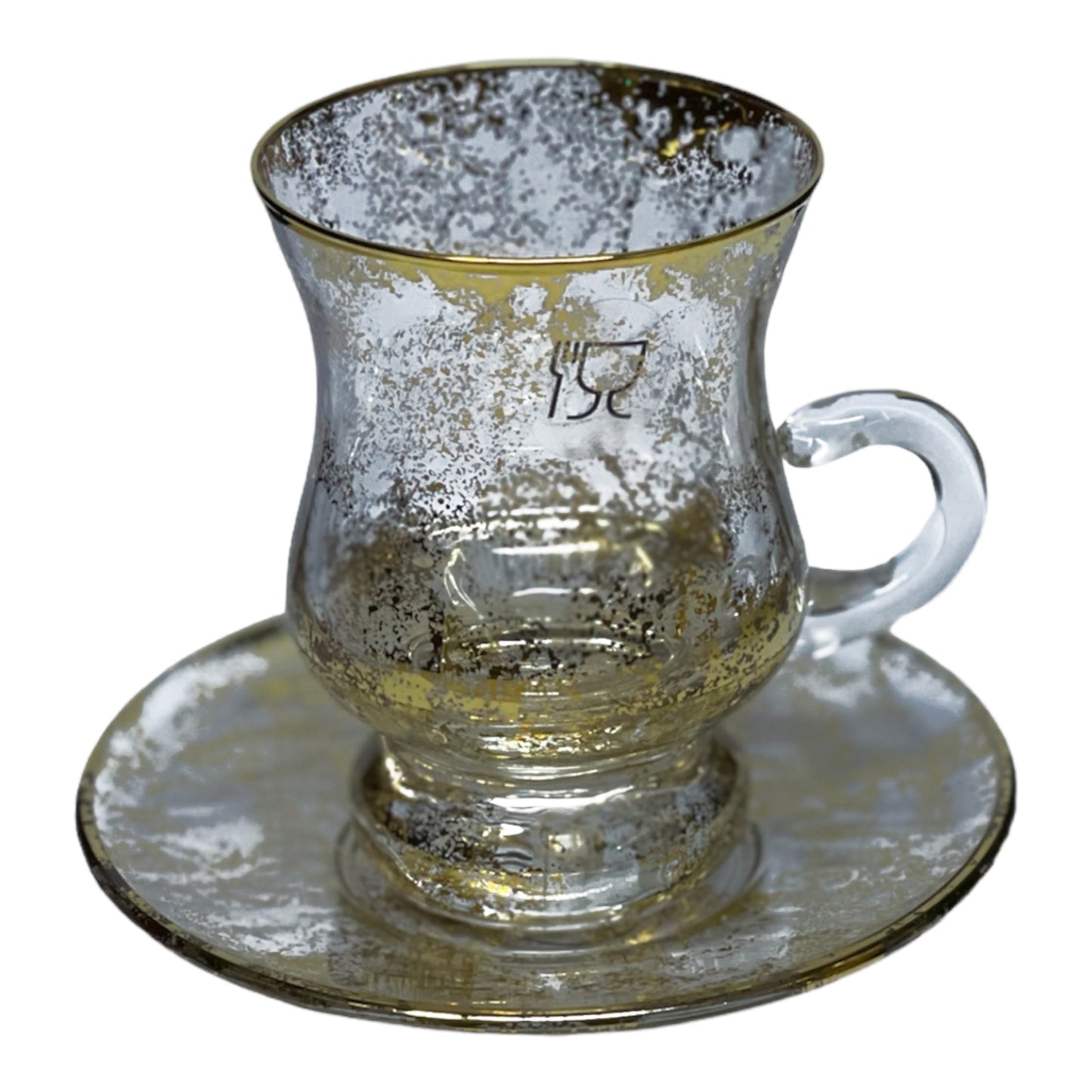 Italian Crystal - Coffee Set With Saucer 12 Pcs - Gold