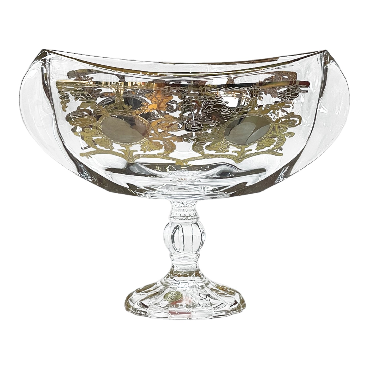 Italian Crystal Plate With Base - Gold - 25x32 cm