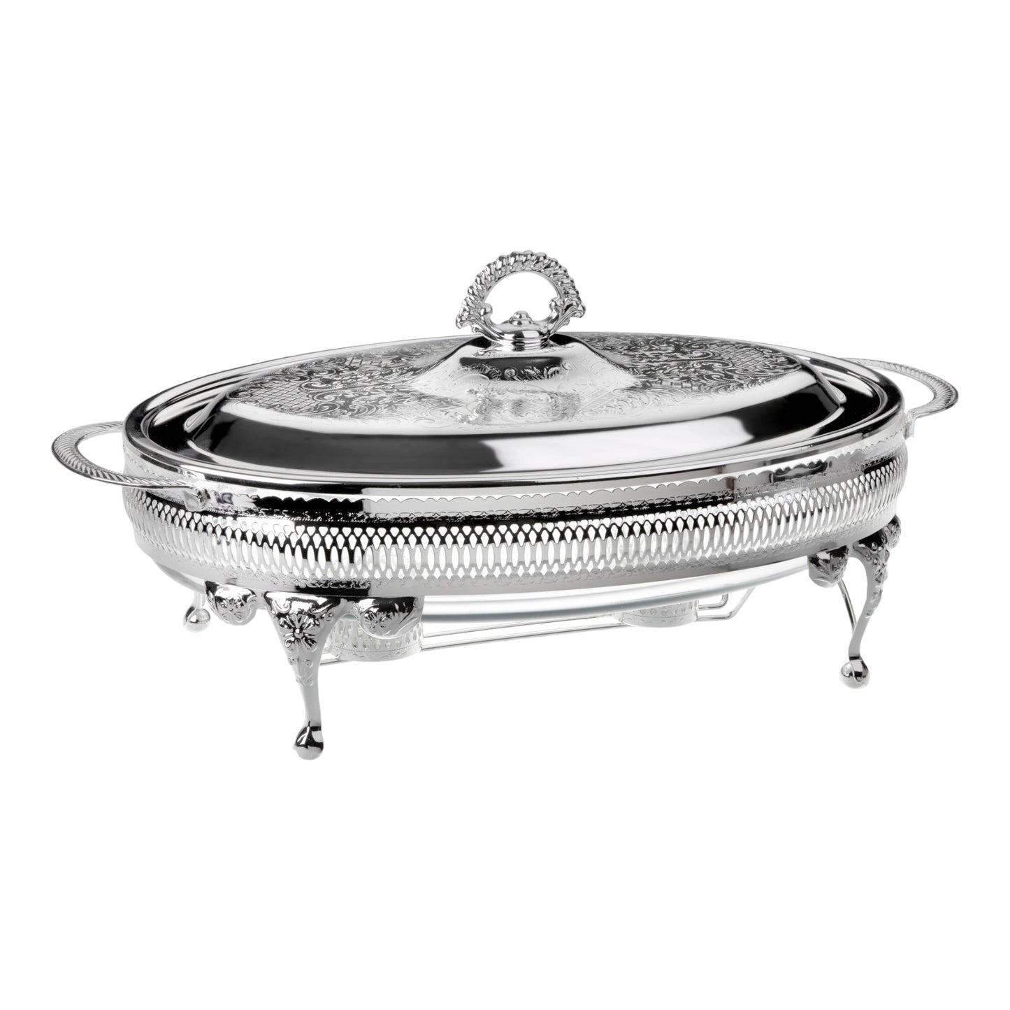 Queen Anne - Large Oval Food Warmers With 2 Candles