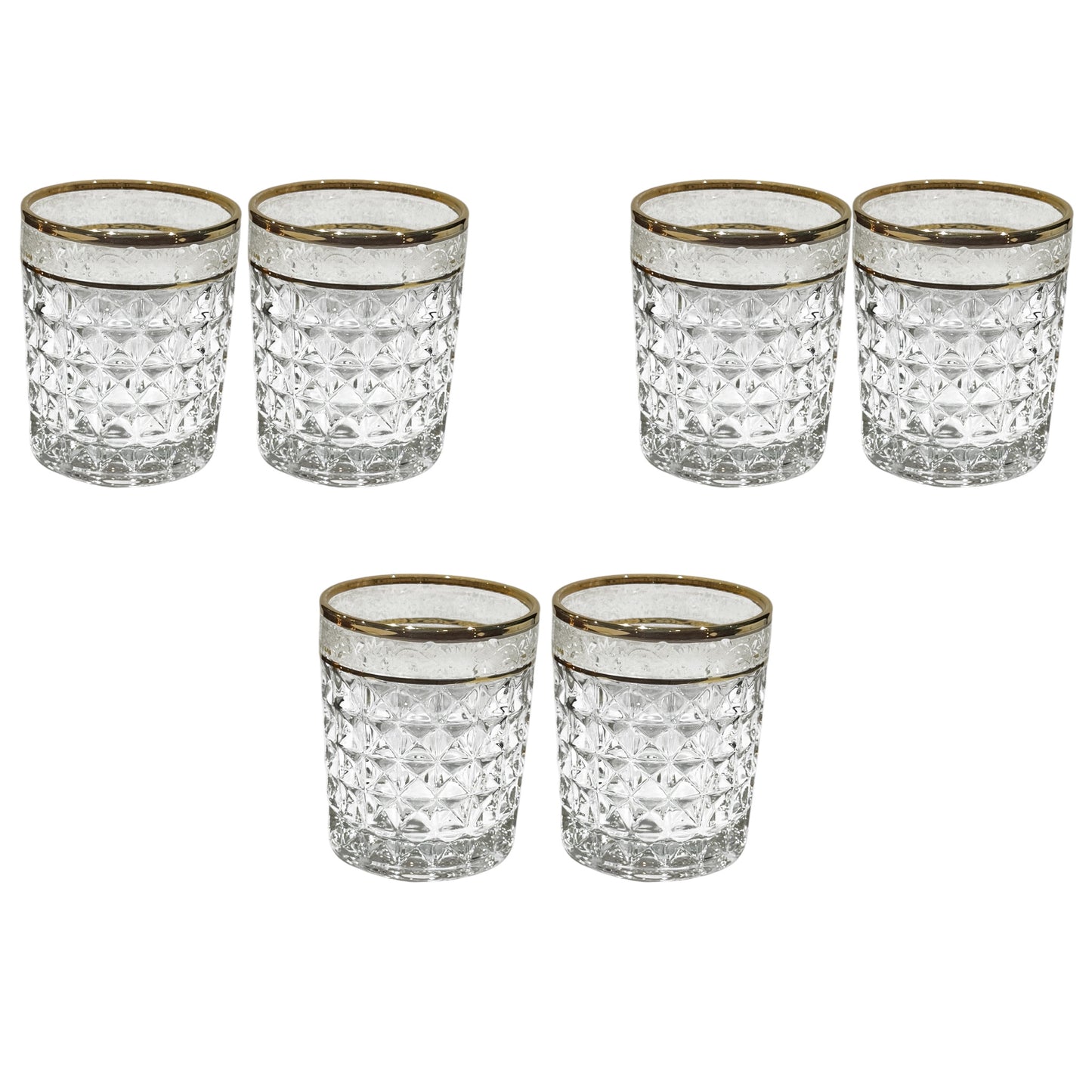 Bohemia Crystal - Diamond Tumbler Glass Set 6 Pcs - Gold