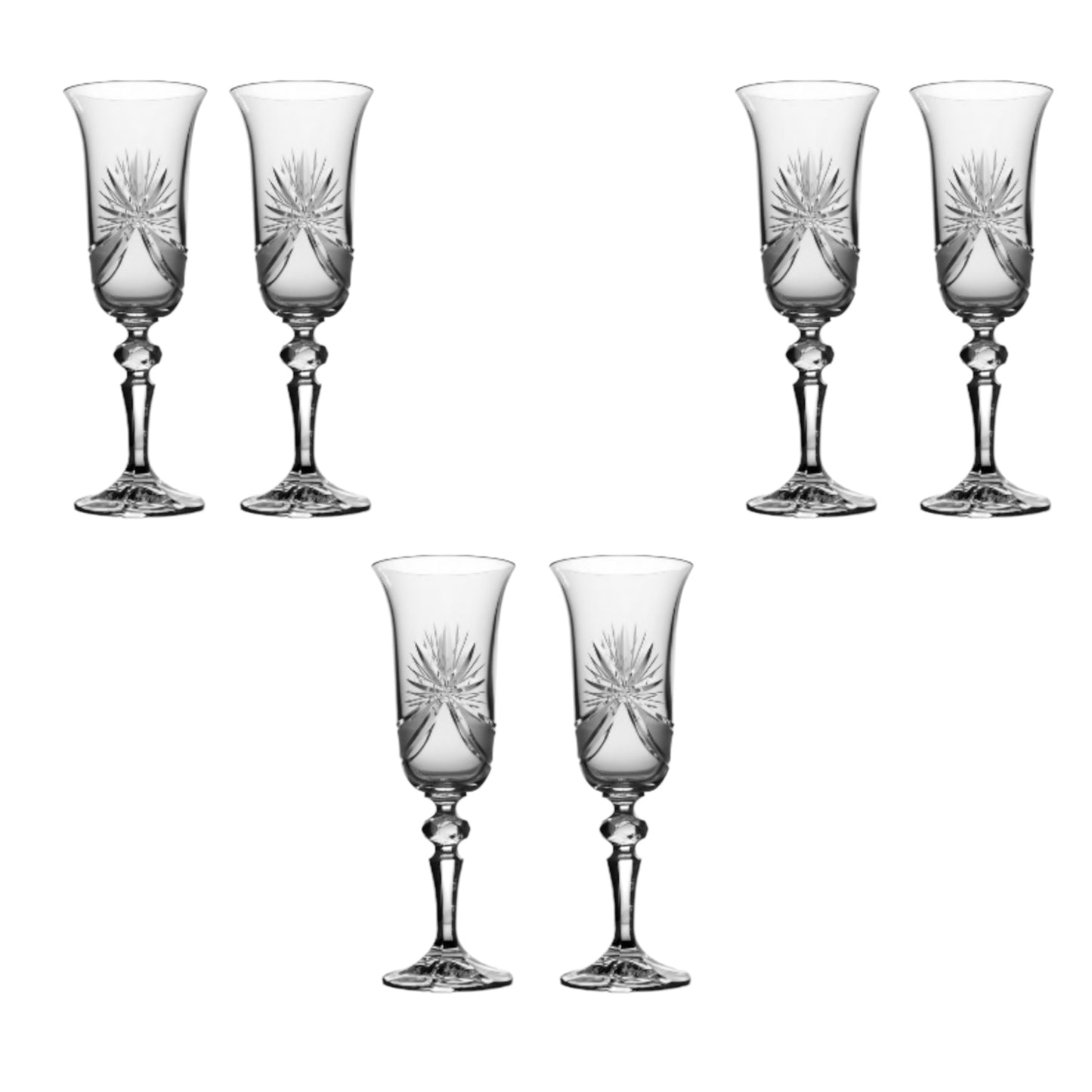 Bohemia Crystal - Flute Glass Set 6 Pieces