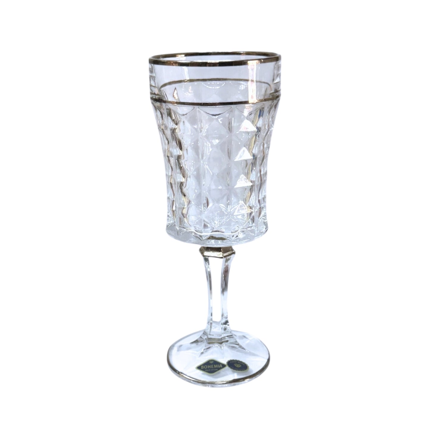 Bohemia Crystal Diamond Glass Set 6 Pieces - Silver