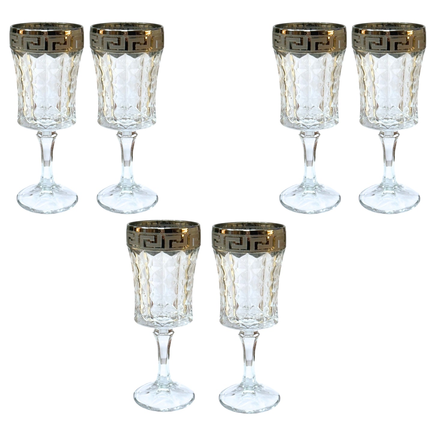 Bohemia Crystal - Diamond Glass Set 6 Pieces - Versace Silver