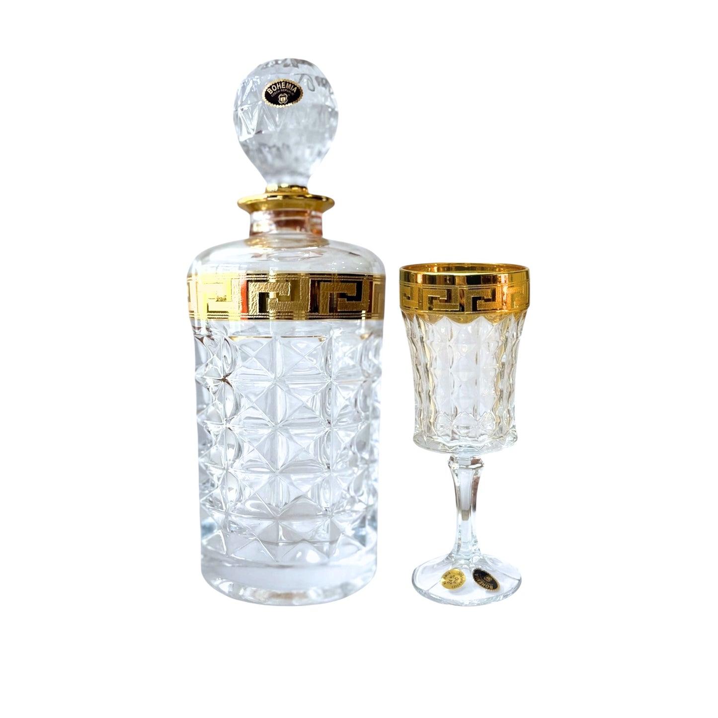 Bohemia Crystal - Diamond Drink Set 7 Pieces - Versace Gold