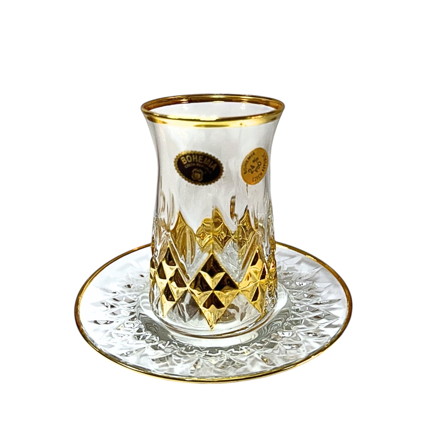 Bohemia Crystal Coffee Set 12 Pieces - Gold