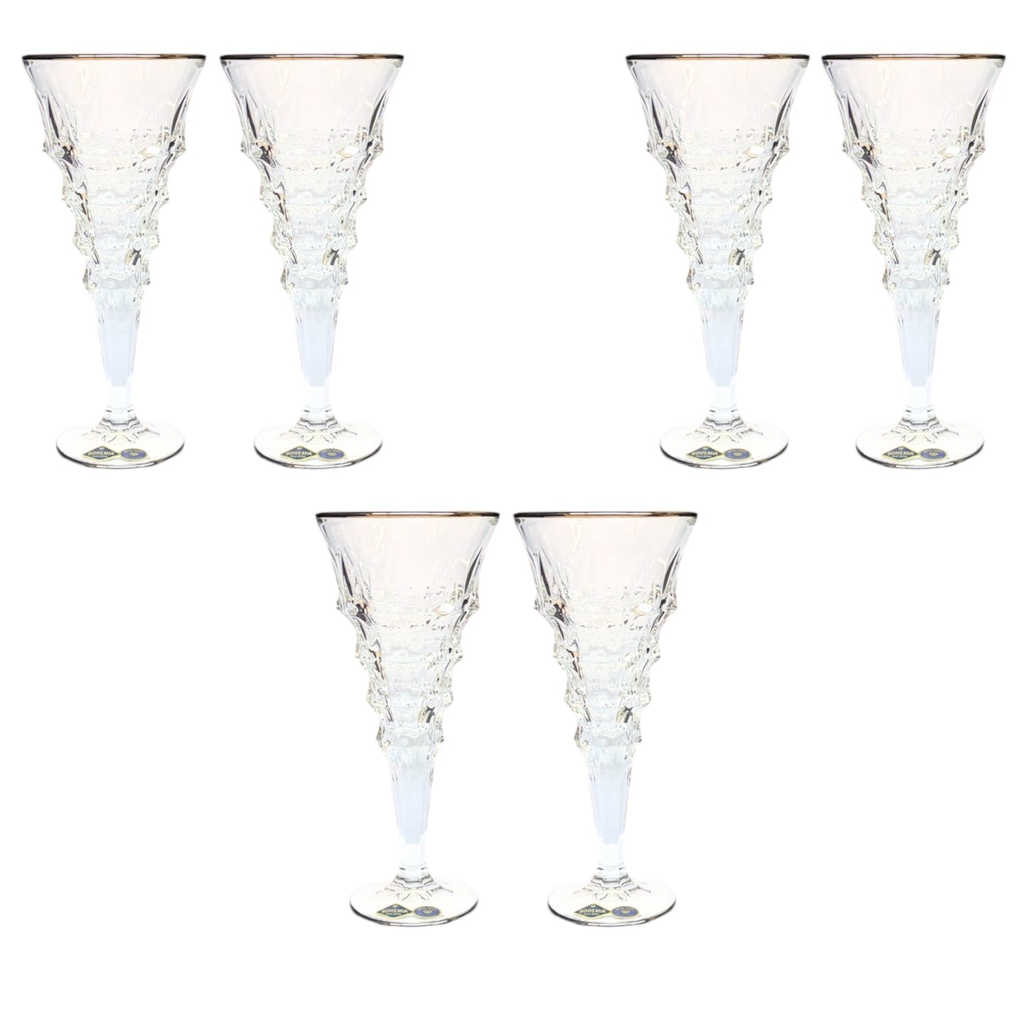 Bohemia Crystal Goblet Glass Set 6 Pieces - Silver