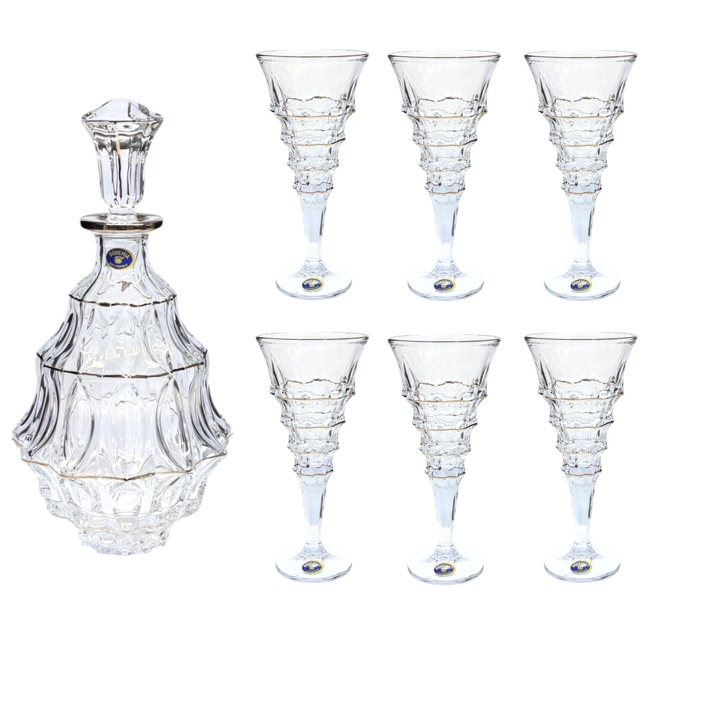 Bohemia Crystal Drink Set 7 Pieces - Silver