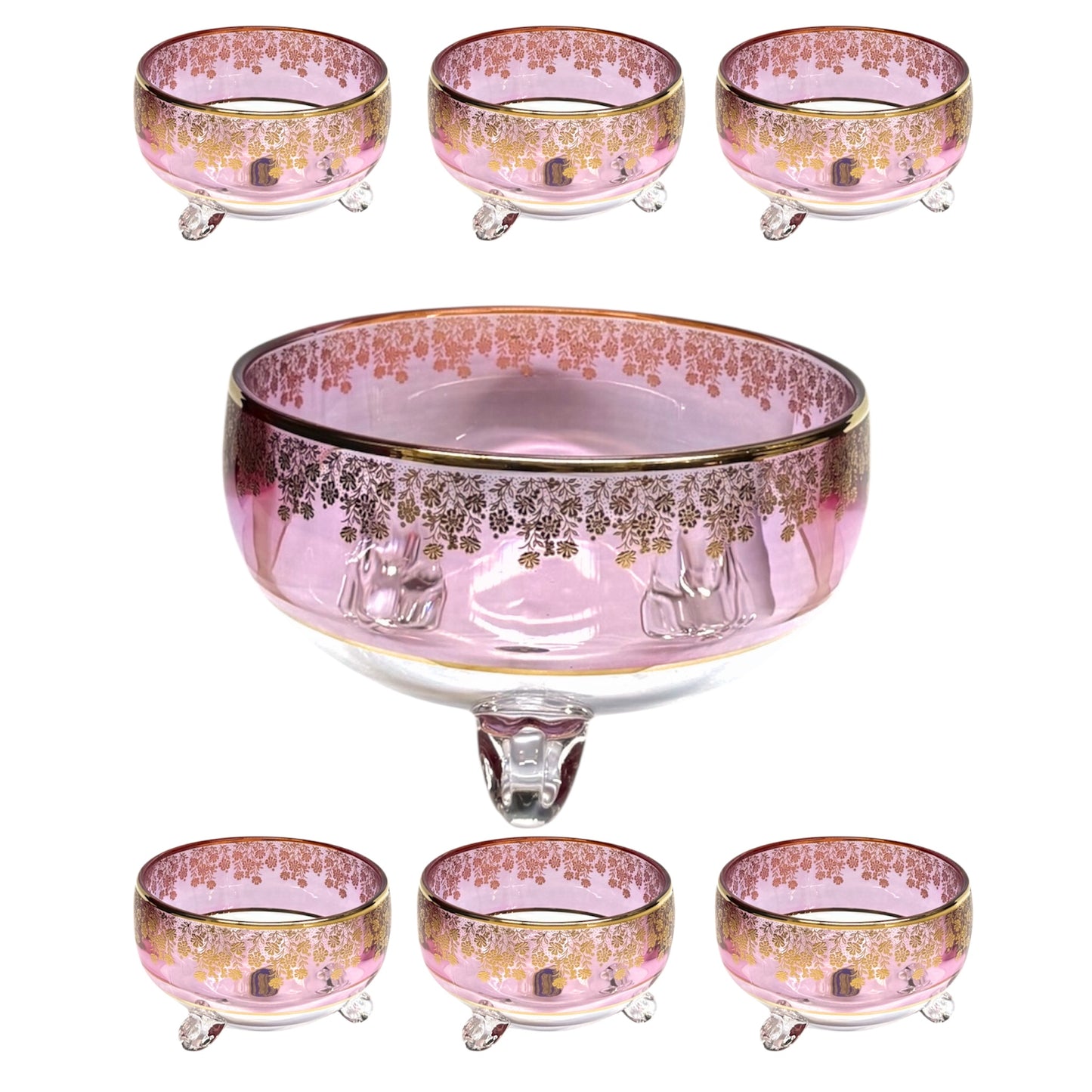 Bohemia Crystal Bowl Set 7 Pieces - Rose&Gold