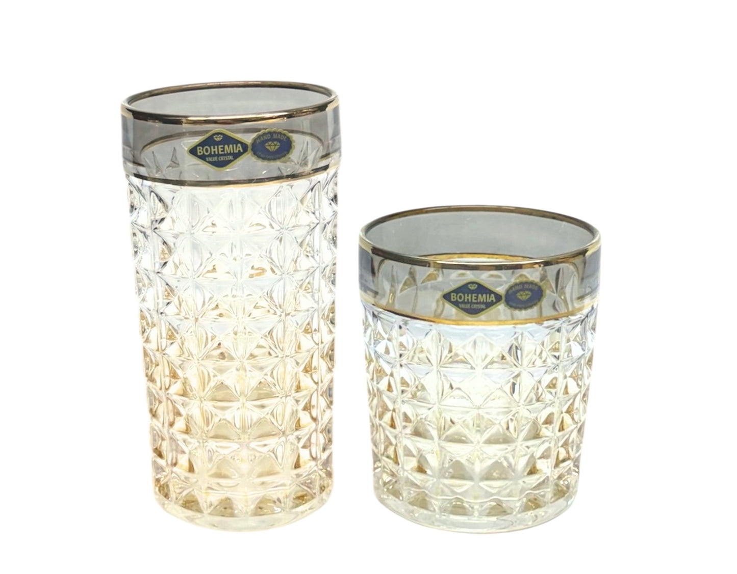 Bohemia Crystal Diamond Glass Set 12 Pieces