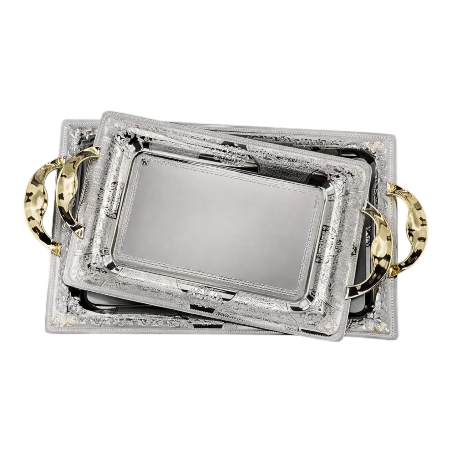 2 Rectangular Tray With Handles - Silver - Germany