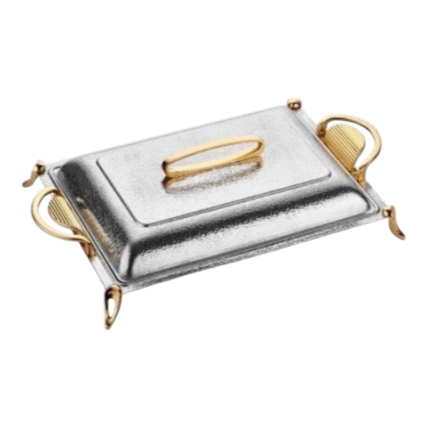 Rectangular Serving Dish With Cover - Matte Gold