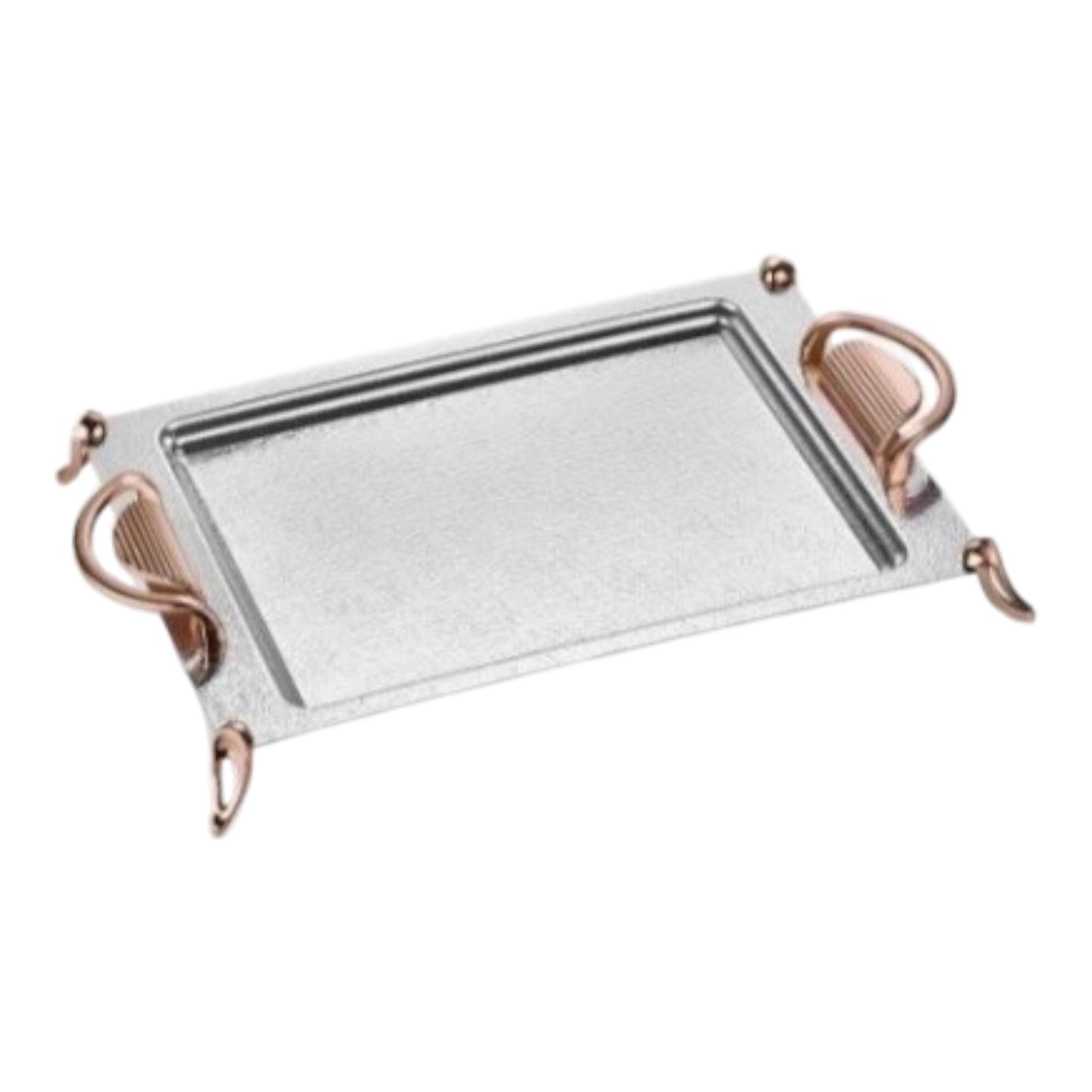 Large Rectangular Trays With Handles&Legs - Matte Rose Gold