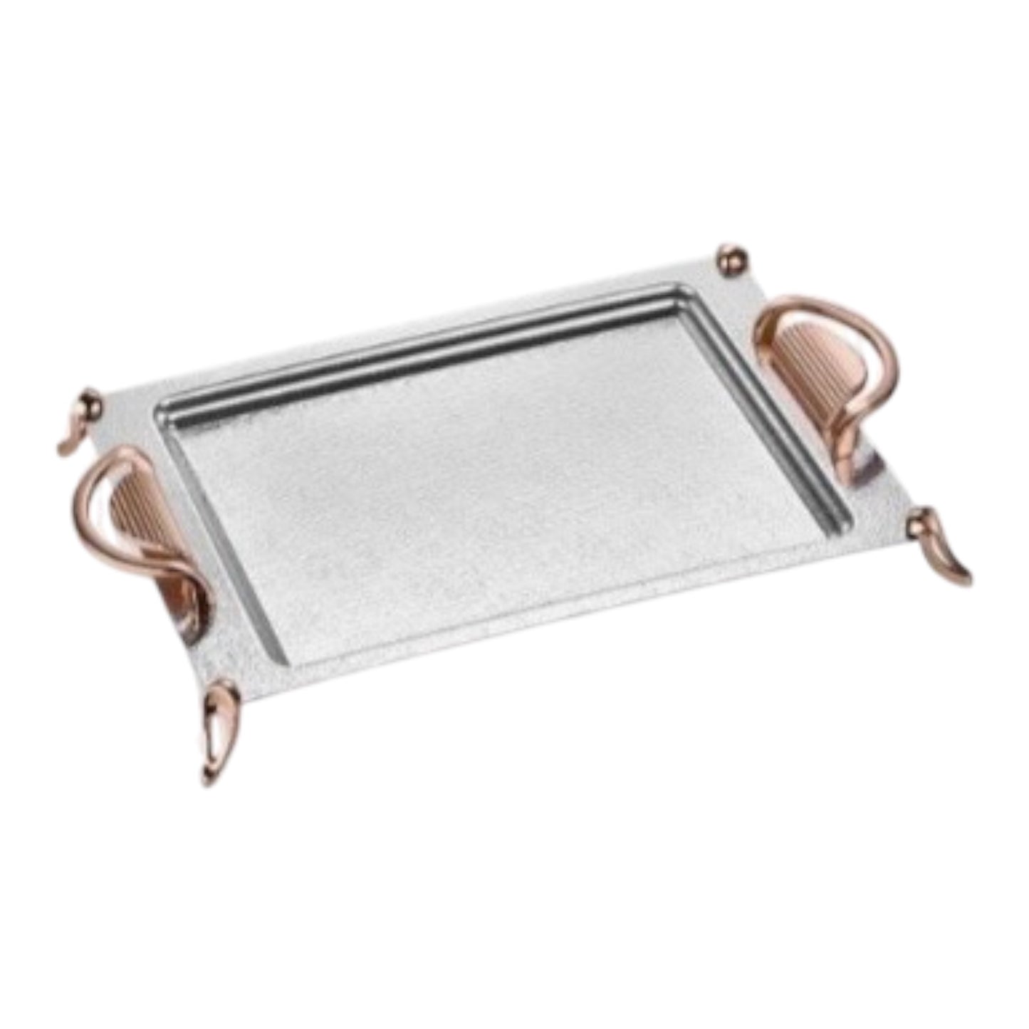 Medium Rectangular Tray With Handles&leg - Matte Rose Gold