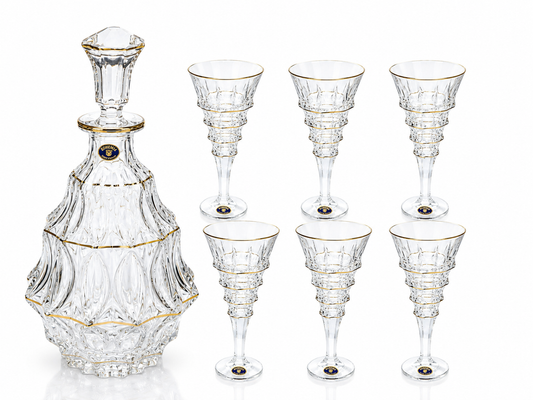 Bohemia Crystal Drink Set 7 Pieces - Gold