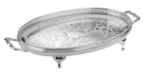 Queen Anne - Silver plated - Oval Tray with Handles&Legs