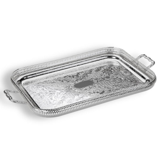 Queen Anne - Silver plated - Medium Oblong Tray with Handles