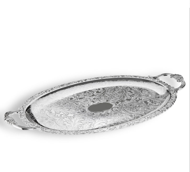 Queen Anne - Silver Plated - Oval Tray With Handles