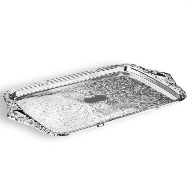 Queen Anne - Silver Plated - Oblong Tray Integral Handle