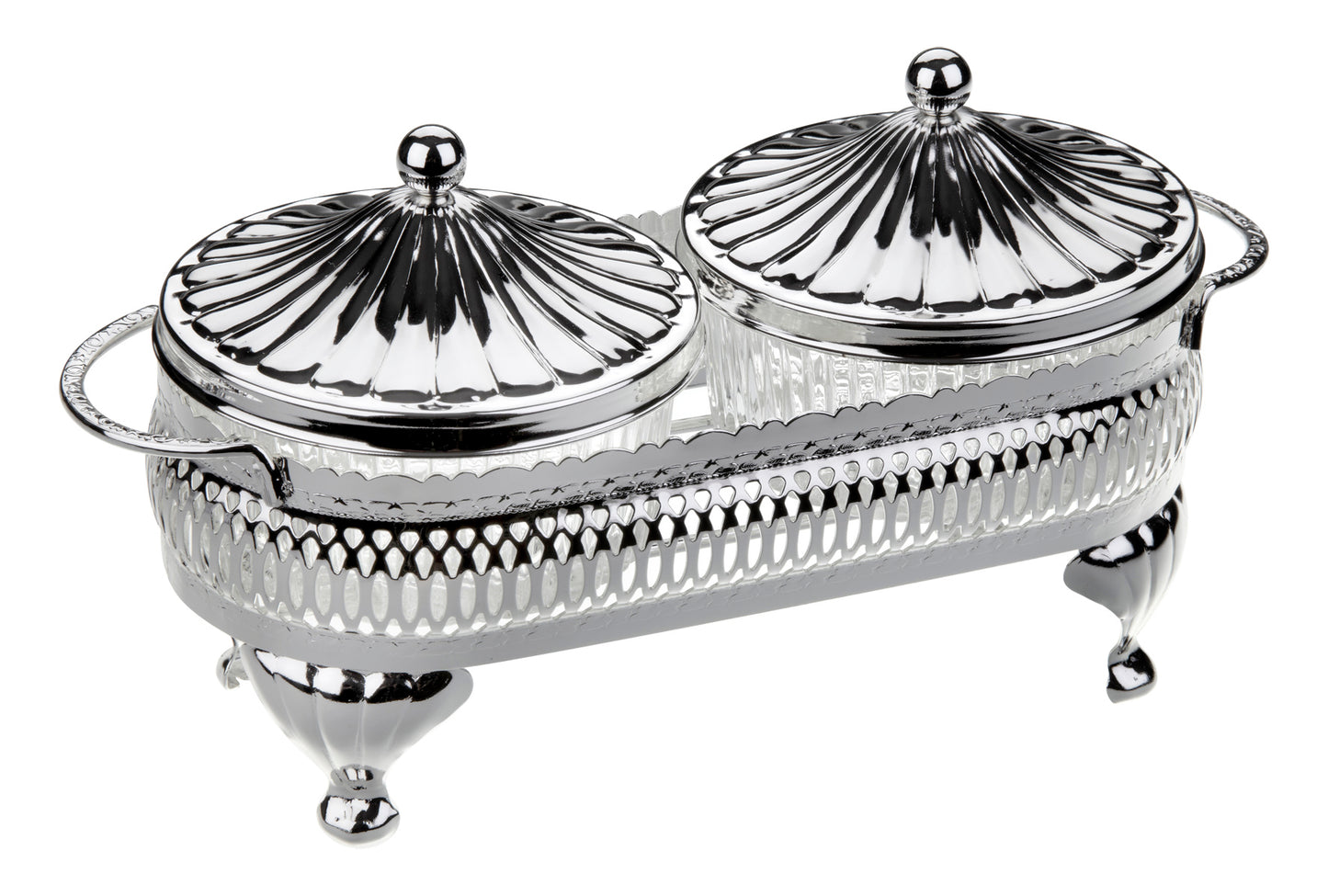 Queen Anne - Silver Plated - Round Bowl Set with Silver Stand 2 Pcs