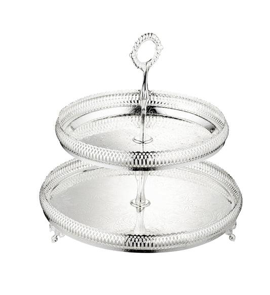 Queen Anne - Silver Plated - 2 Tier Gallery Cake Stand