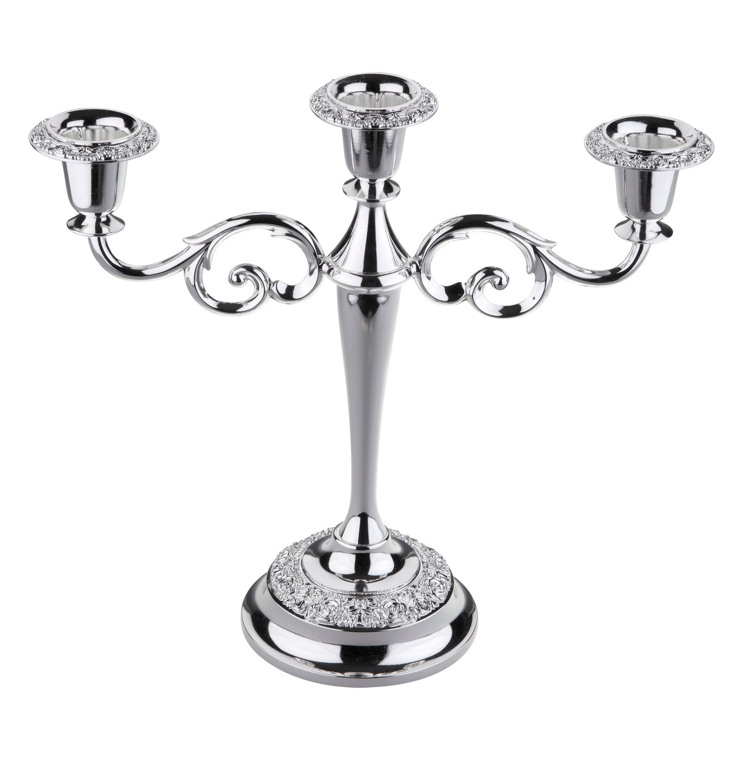 Queen Anne - Silver Plated - 3 Light Candle With Baroque Style