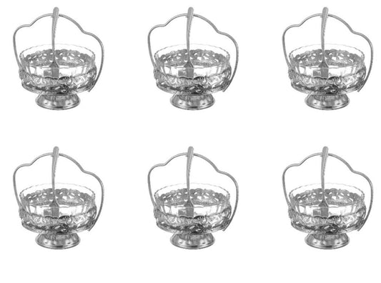 Queen Anne - Silver Plated - Bowl Set With Dessert Spoons& Handles - 6 Pcs