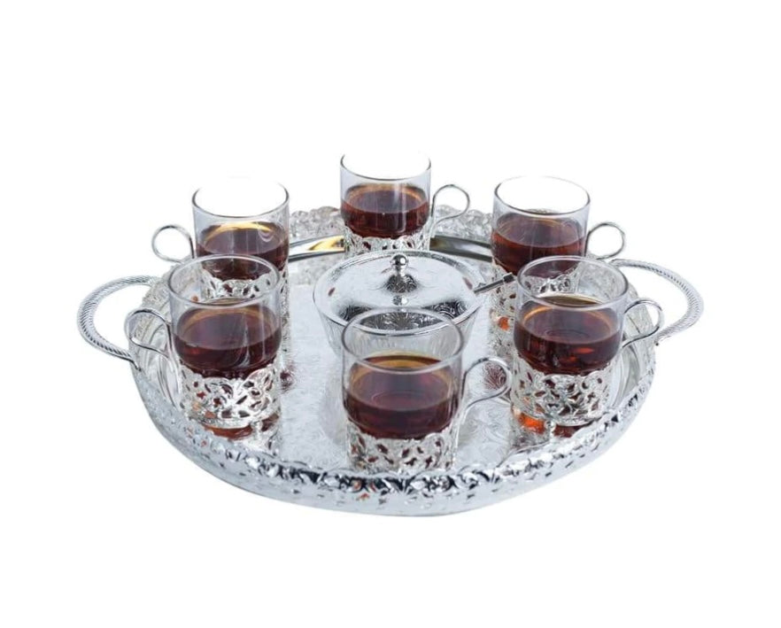 Queen Anne - Silver Plated -  Large Round Tea Set With Sugar Dish& Spoon