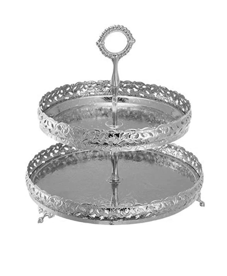 Queen Anne - Silver Plated - 2 Tier Gallery Cake Stand