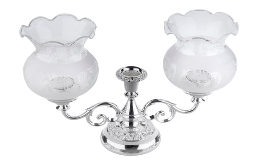 Queen Anne - Silver Plated - Double Candle Lamp