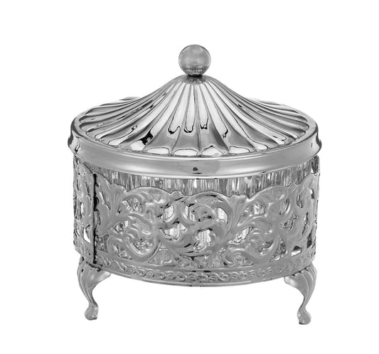 Queen Anne - Silver Plated - Round Sugar Pot With Legs