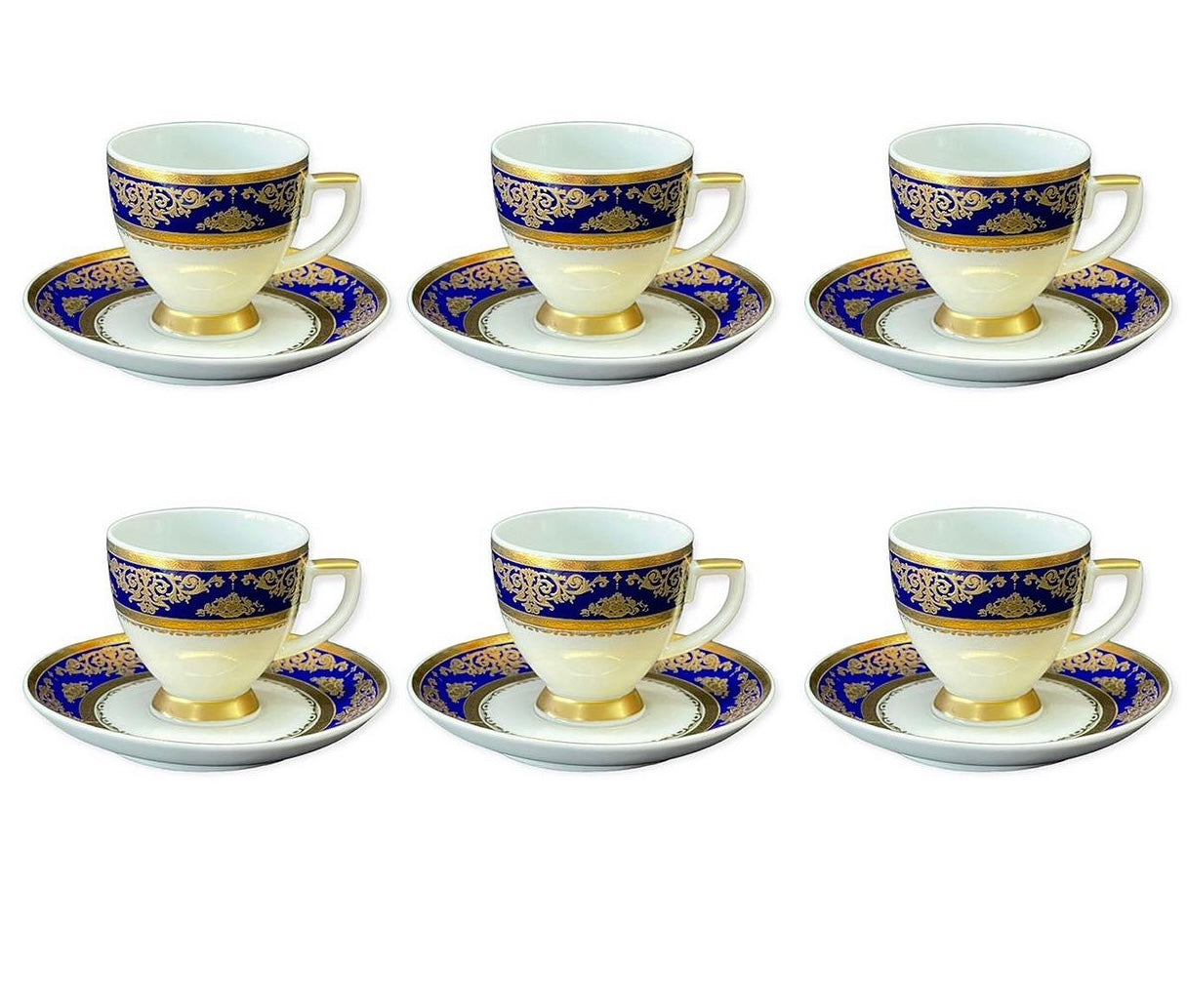 Falkenporzellan - Coffee Set With Saucer 12 Pcs - Blue&Gold