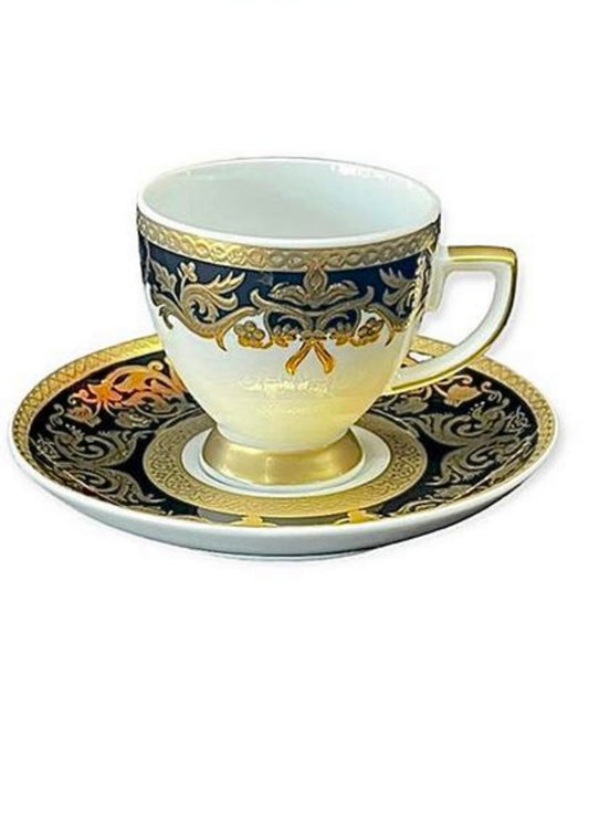 Falkenporzellan - Coffee Set With Saucer 12 Pcs - Black&Gold