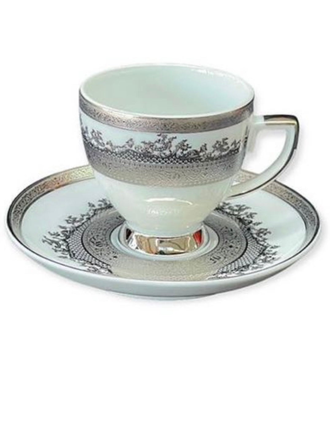 Falkenporzellan - Coffee Set With Saucer 12 Pcs - Silver