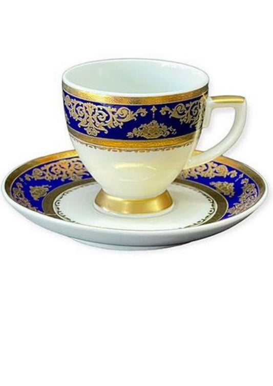 Falkenporzellan - Coffee Set With Saucer 12 Pcs - Blue&Gold