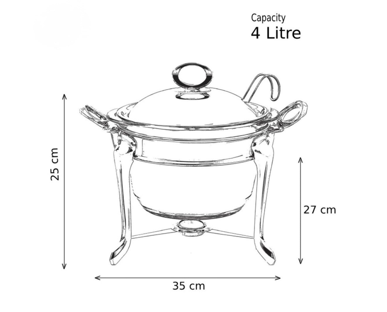 Soup Warmer Serving Dish With Cover & Candle - 4L