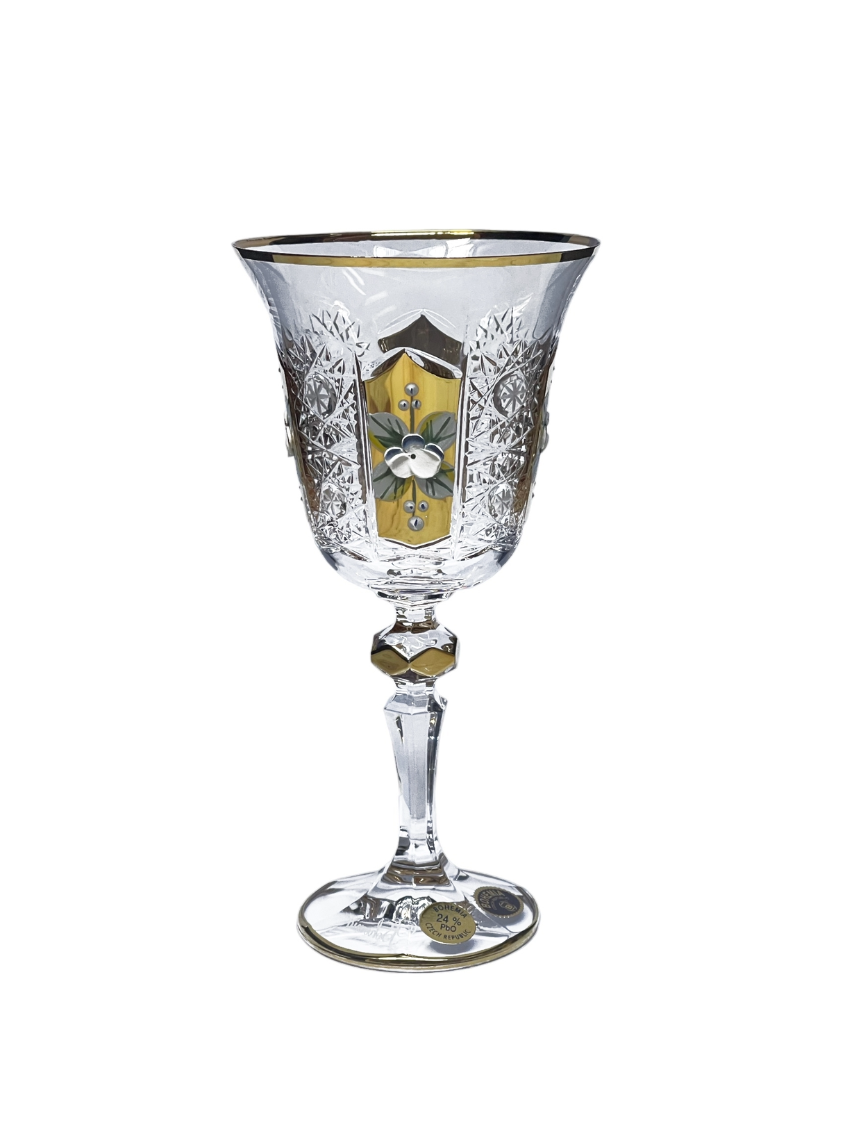 Bohemia Crystal Hand Cut Glass Set 7 Pcs - Gold