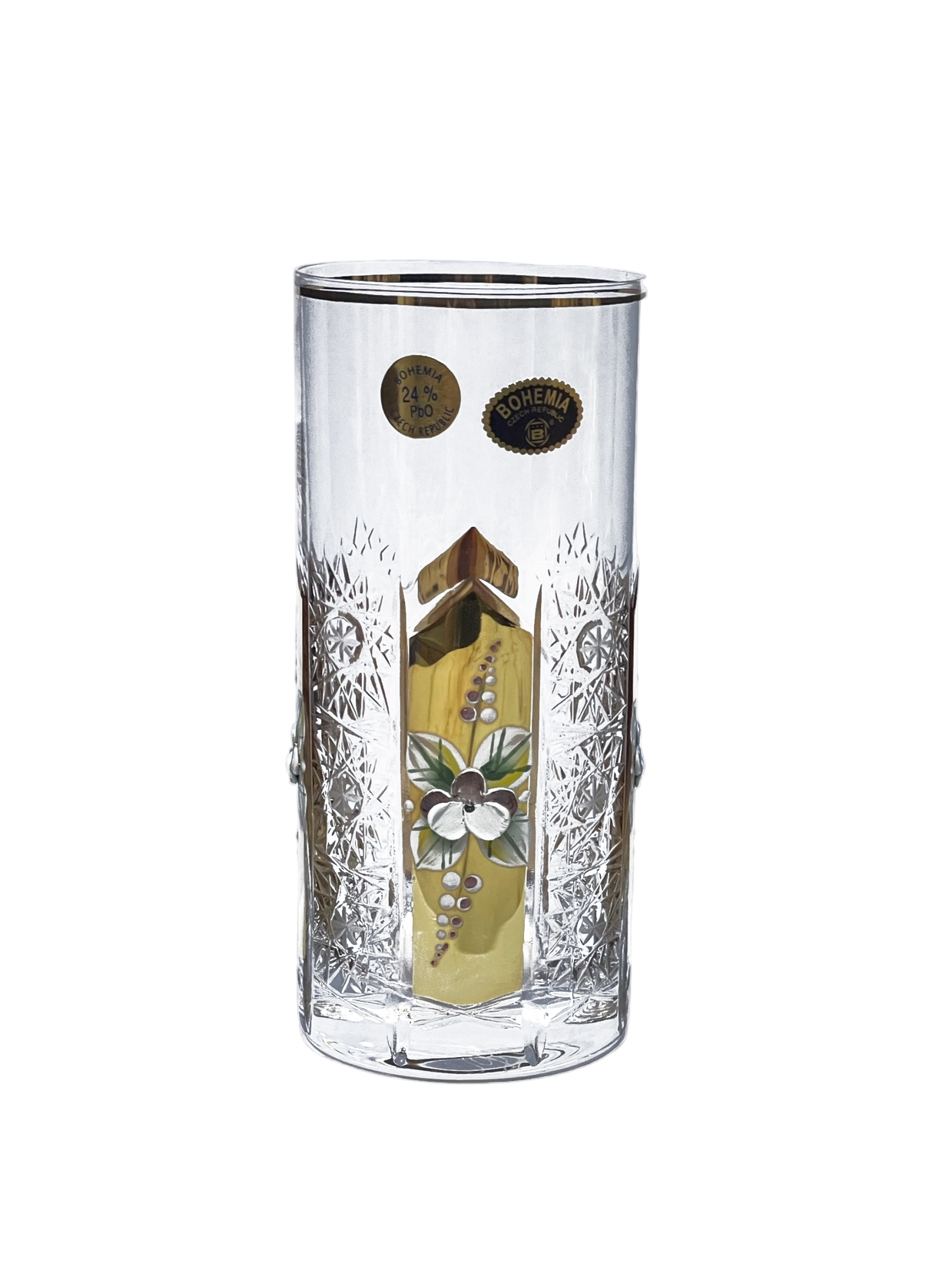 Bohemia Crystal Hand Cut Glass Set 7 Pcs - Gold