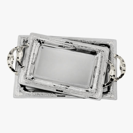 2 Rectangular Tray With Handles - Silver - Germany