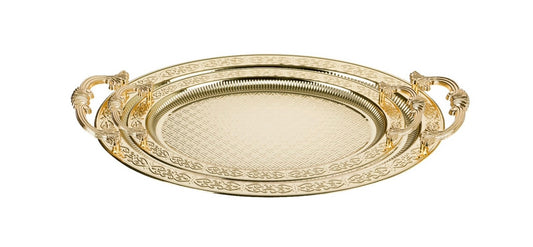 2 Oval Tray With Handles - Gold - Turkey