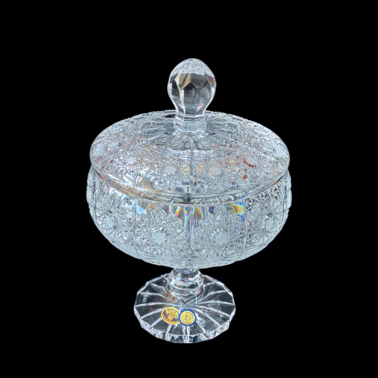 Bohemia Crystal Bonboniere With Cover&Base Handcut