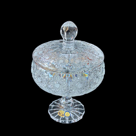 Bohemia Crystal Bonboniere With Cover&Base Handcut