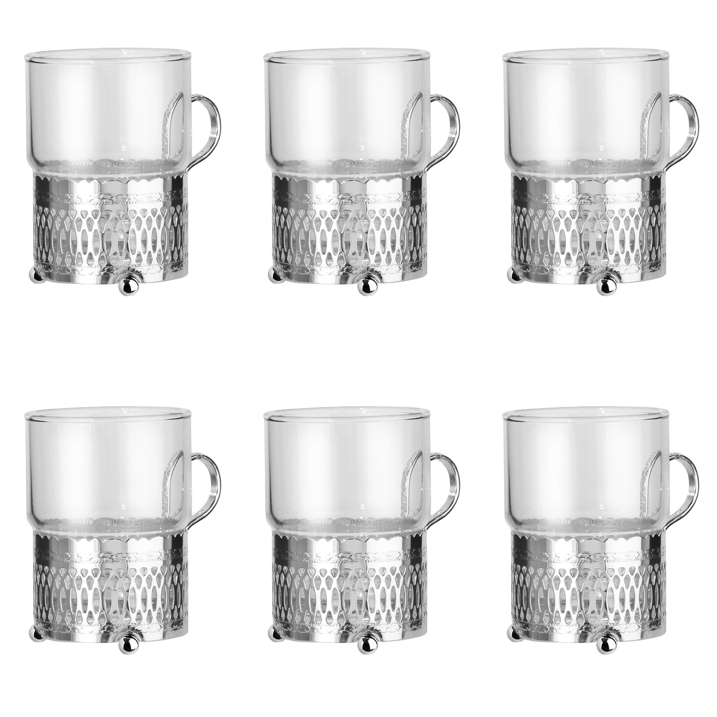 Queen Anne - Silver Plated - Tea Cups 6 Pcs With Handle