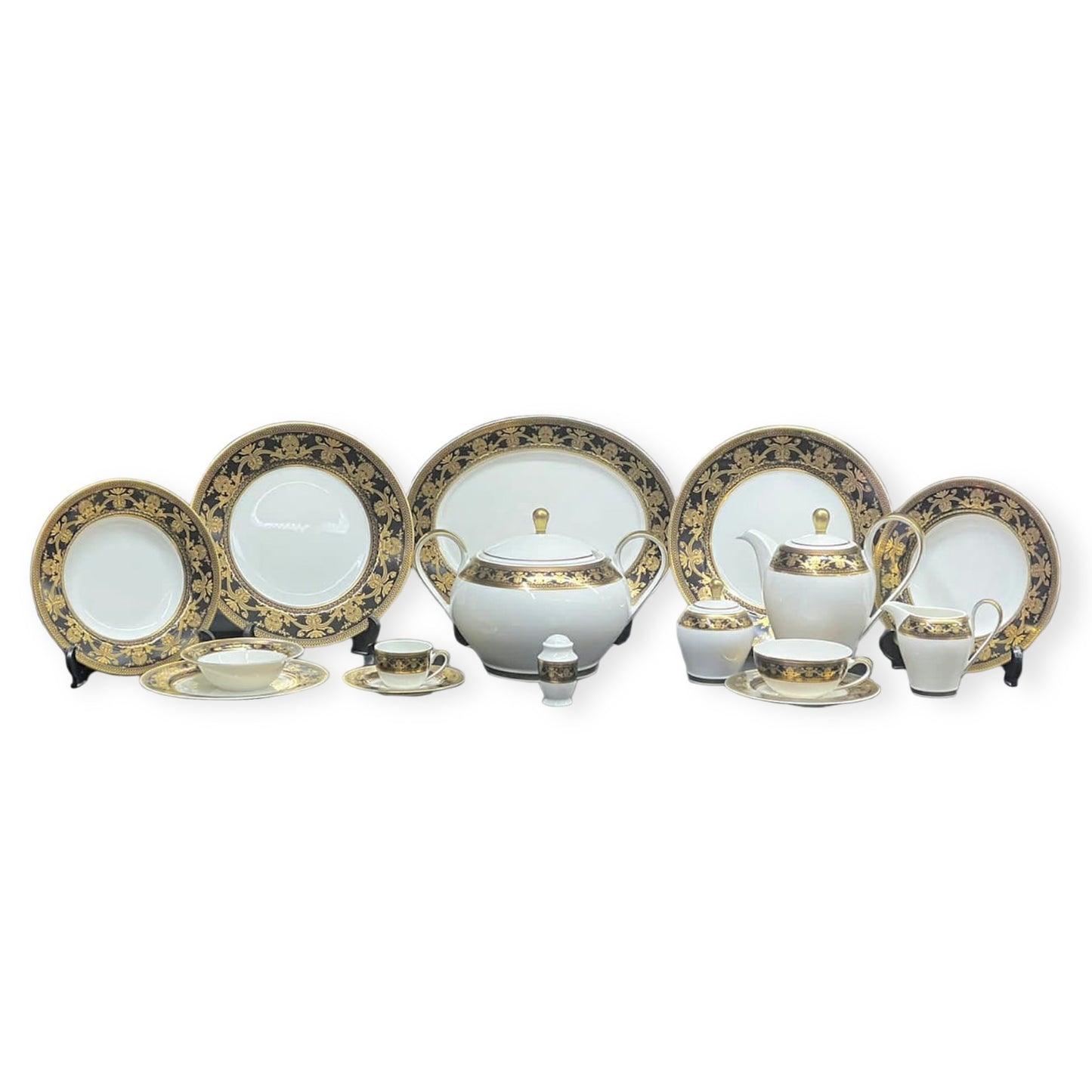 Falkenporzellan - Dinner Set 112 Pcs - Black&Gold