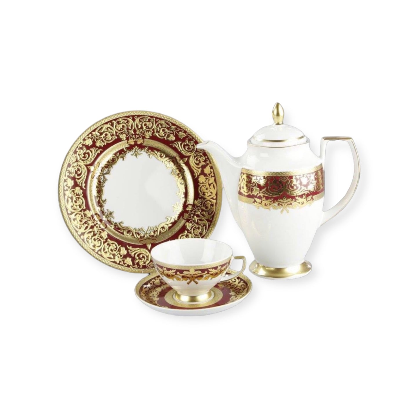 Falkenporzellan - Dinner Set 11 Pcs - Red&Gold